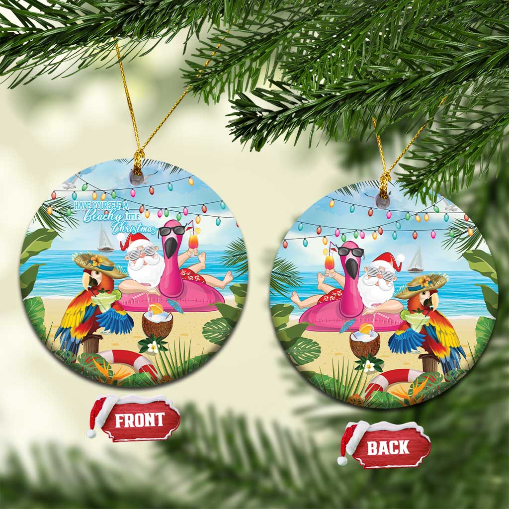 Have Yourself A Beachy Little Christmas Ceramic Ornament with Santa Chilling - Polynesian Pride