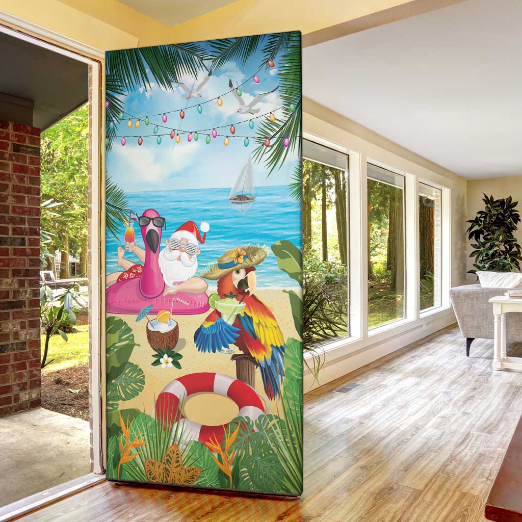 Have Yourself A Beachy Little Christmas Door Cover with Santa Chilling - Polynesian Pride