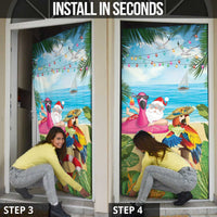 Have Yourself A Beachy Little Christmas Door Cover with Santa Chilling - Polynesian Pride