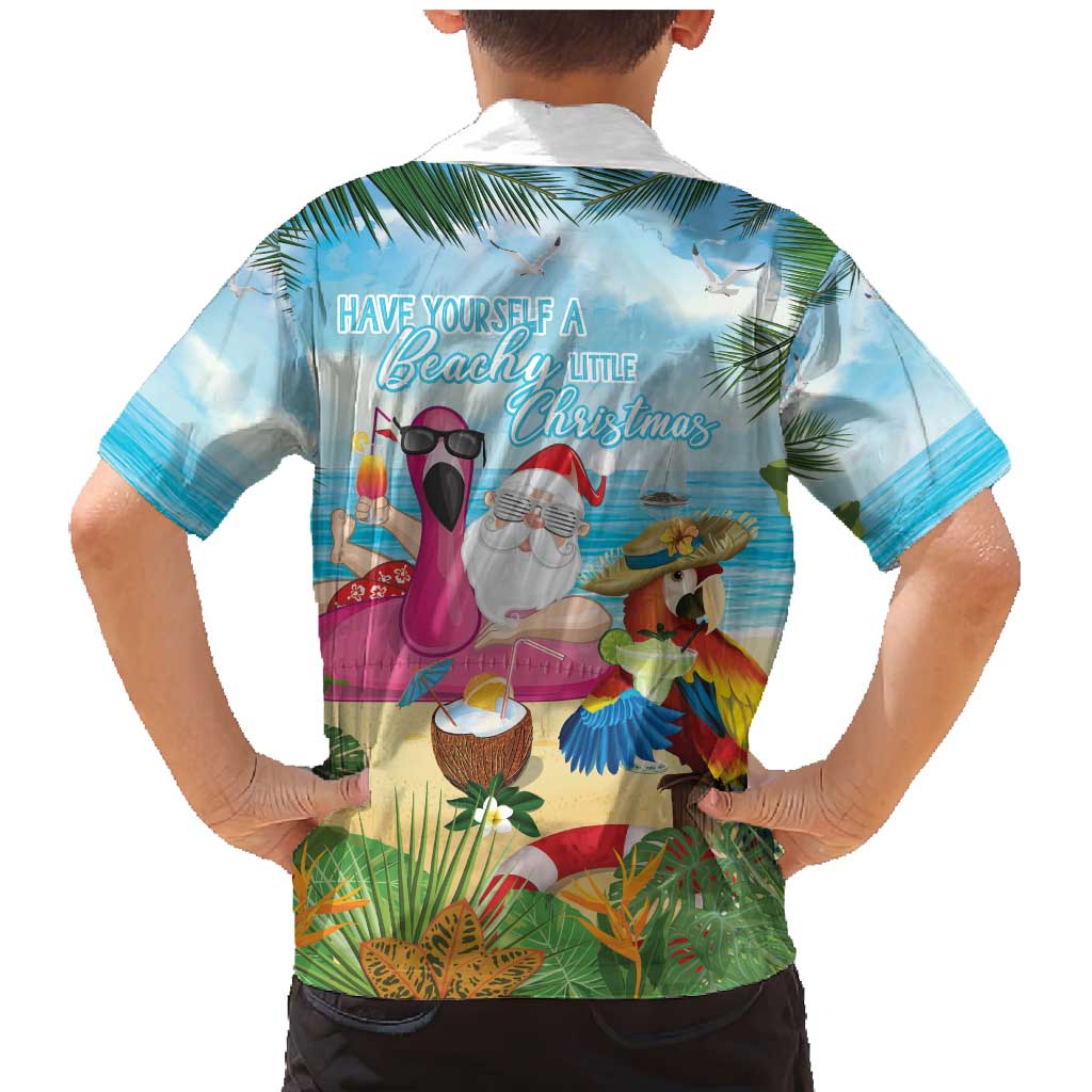 Have Yourself A Beachy Little Christmas Family Matching Mermaid Dress and Hawaiian Shirt with Santa Chilling - Polynesian Pride