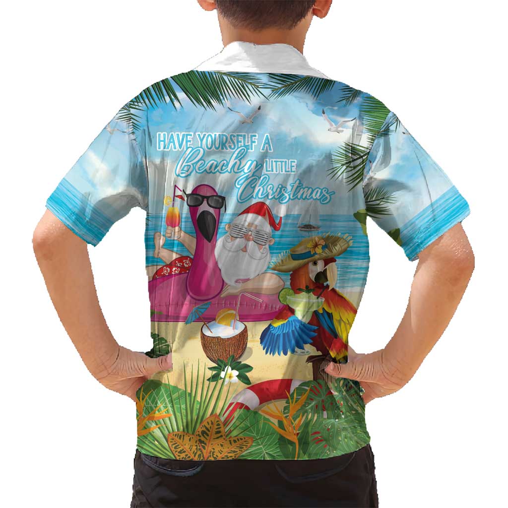 Have Yourself A Beachy Little Christmas Family Matching Puletasi and Hawaiian Shirt with Santa Chilling - Polynesian Pride