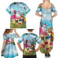 Have Yourself A Beachy Little Christmas Family Matching Summer Maxi Dress and Hawaiian Shirt with Santa Chilling - Polynesian Pride