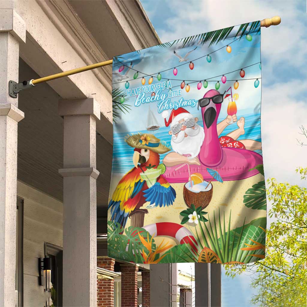 Have Yourself A Beachy Little Christmas Garden Flag with Santa Chilling - Polynesian Pride