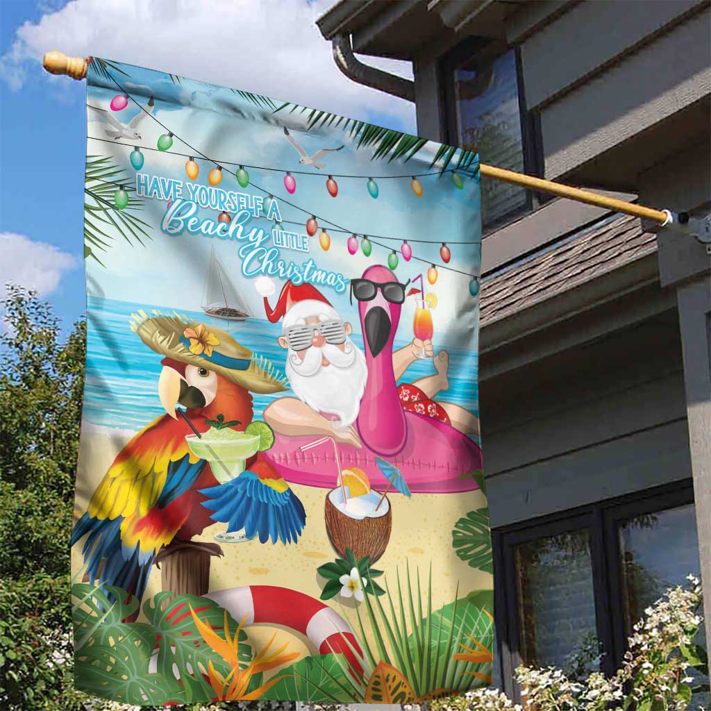 Have Yourself A Beachy Little Christmas Garden Flag with Santa Chilling - Polynesian Pride
