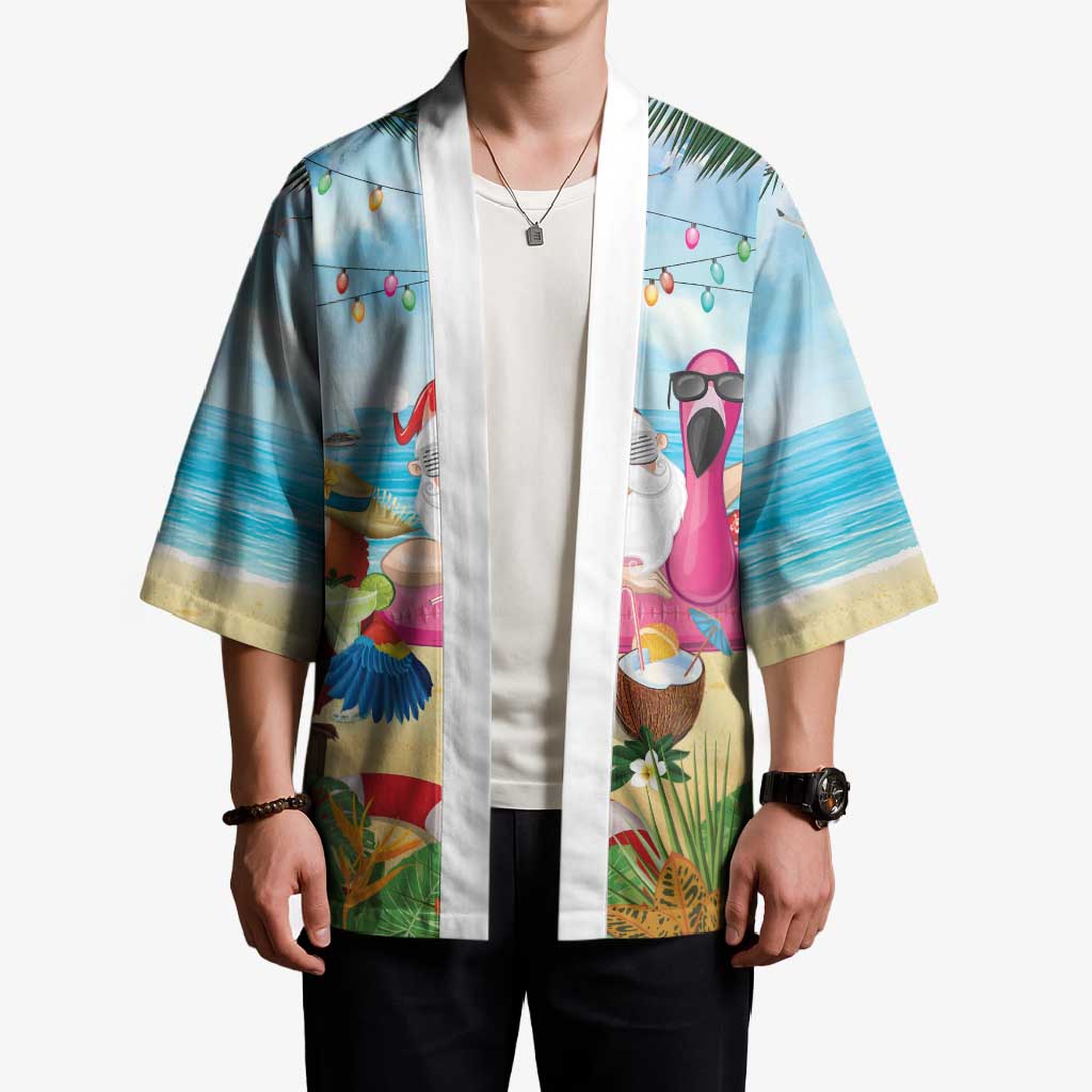 Have Yourself A Beachy Little Christmas Kimono with Santa Chilling - Polynesian Pride