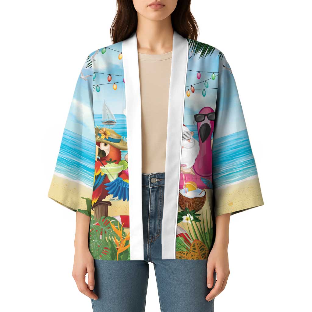 Have Yourself A Beachy Little Christmas Kimono with Santa Chilling - Polynesian Pride