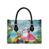 Have Yourself A Beachy Little Christmas Leather Bag with Santa Chilling - Polynesian Pride