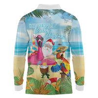 Have Yourself A Beachy Little Christmas Long Sleeve Polo Shirt with Santa Chilling - Polynesian Pride