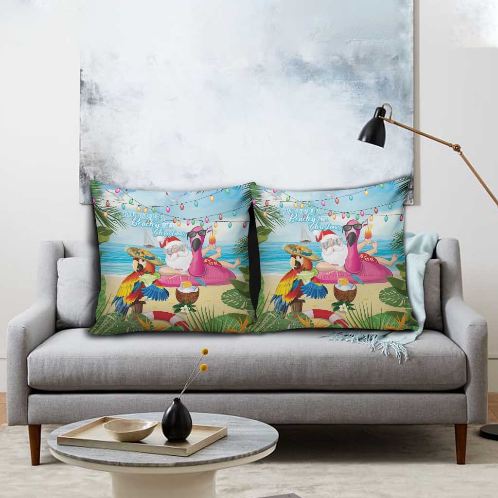 Have Yourself A Beachy Little Christmas Pillow Cover with Santa Chilling - Polynesian Pride
