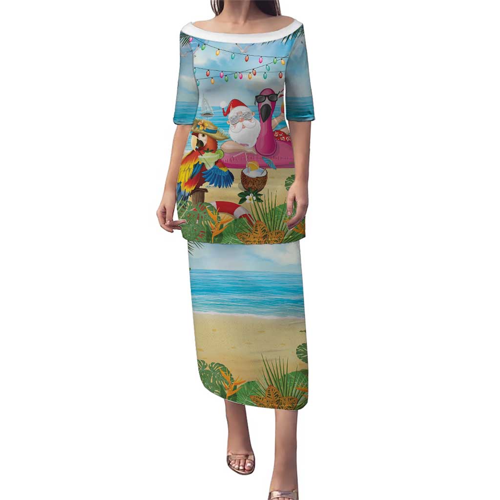 Have Yourself A Beachy Little Christmas Puletasi with Santa Chilling - Polynesian Pride