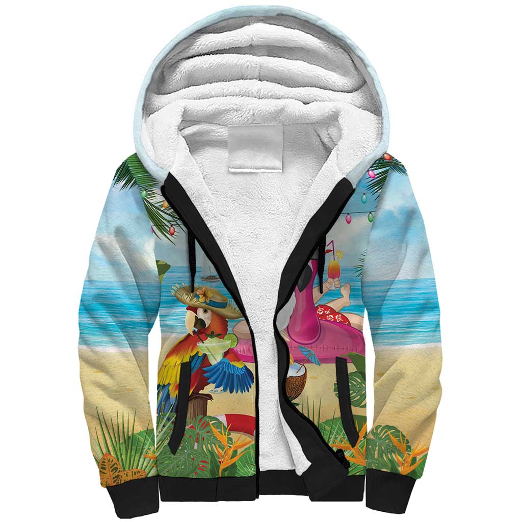 Have Yourself A Beachy Little Christmas Sherpa Hoodie with Santa Chilling - Polynesian Pride
