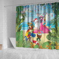 Have Yourself A Beachy Little Christmas Shower Curtain with Santa Chilling - Polynesian Pride