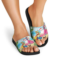 Have Yourself A Beachy Little Christmas Slide Sandals with Santa Chilling - Polynesian Pride