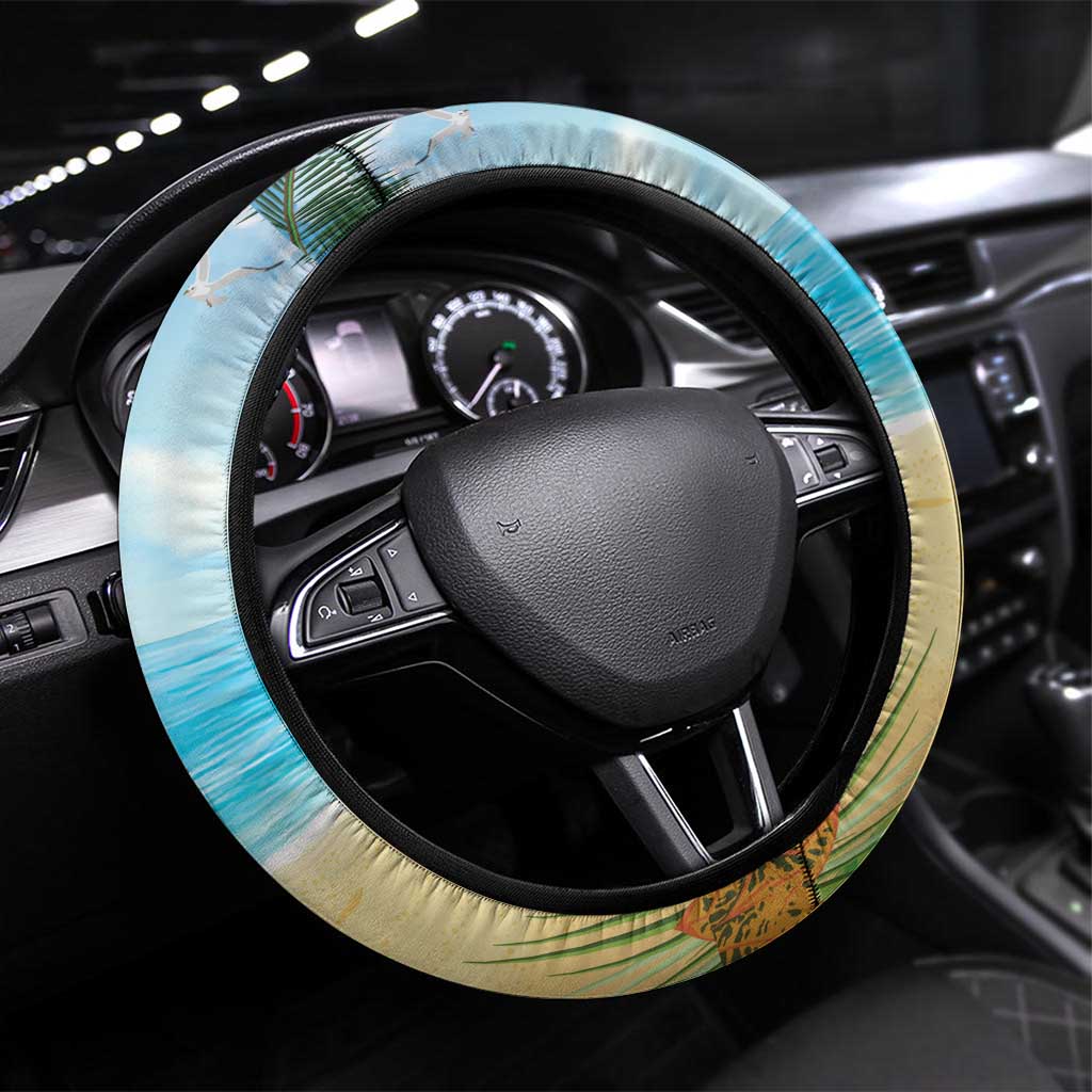 Have Yourself A Beachy Little Christmas Steering Wheel Cover with Santa Chilling - Polynesian Pride