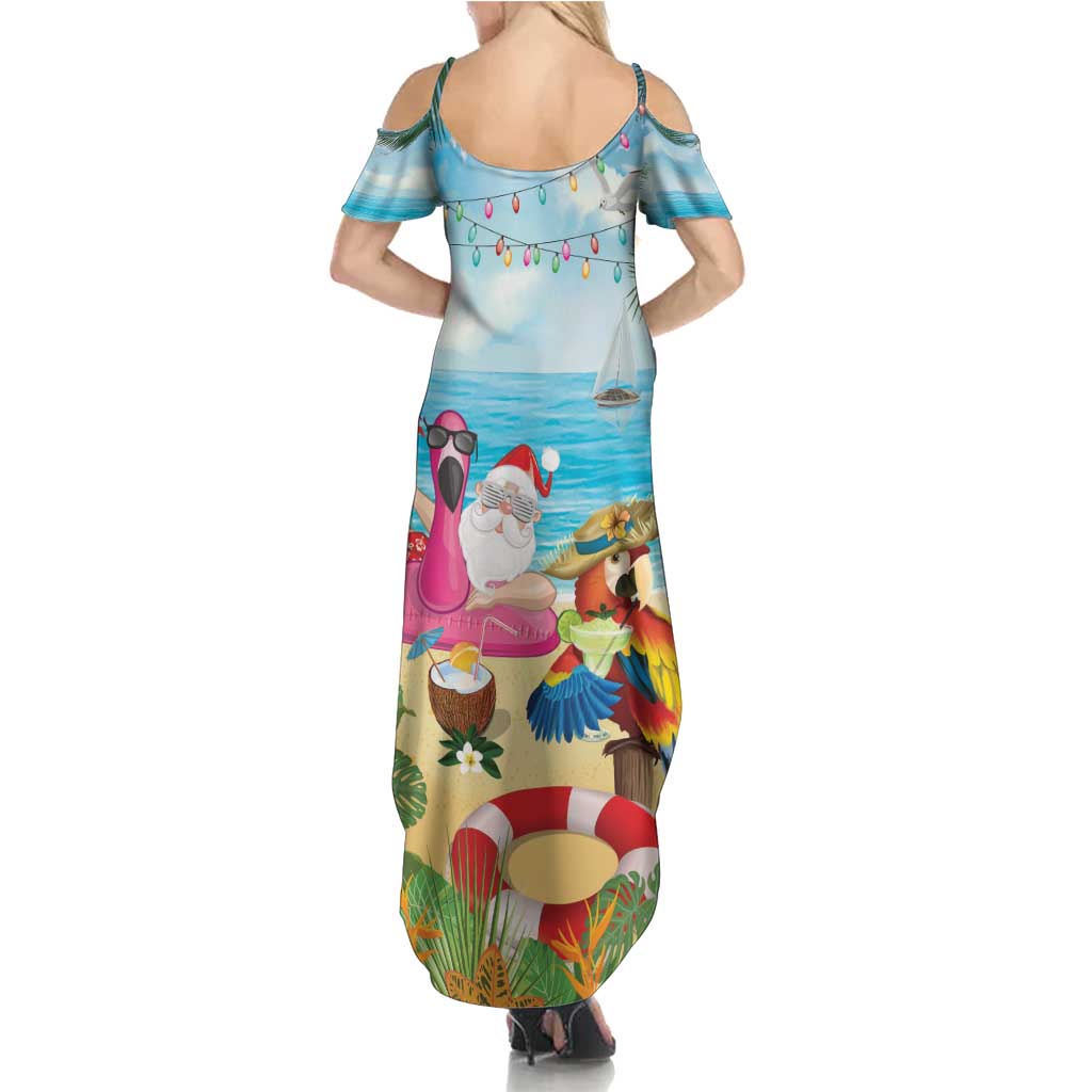 Have Yourself A Beachy Little Christmas Summer Maxi Dress with Santa Chilling - Polynesian Pride