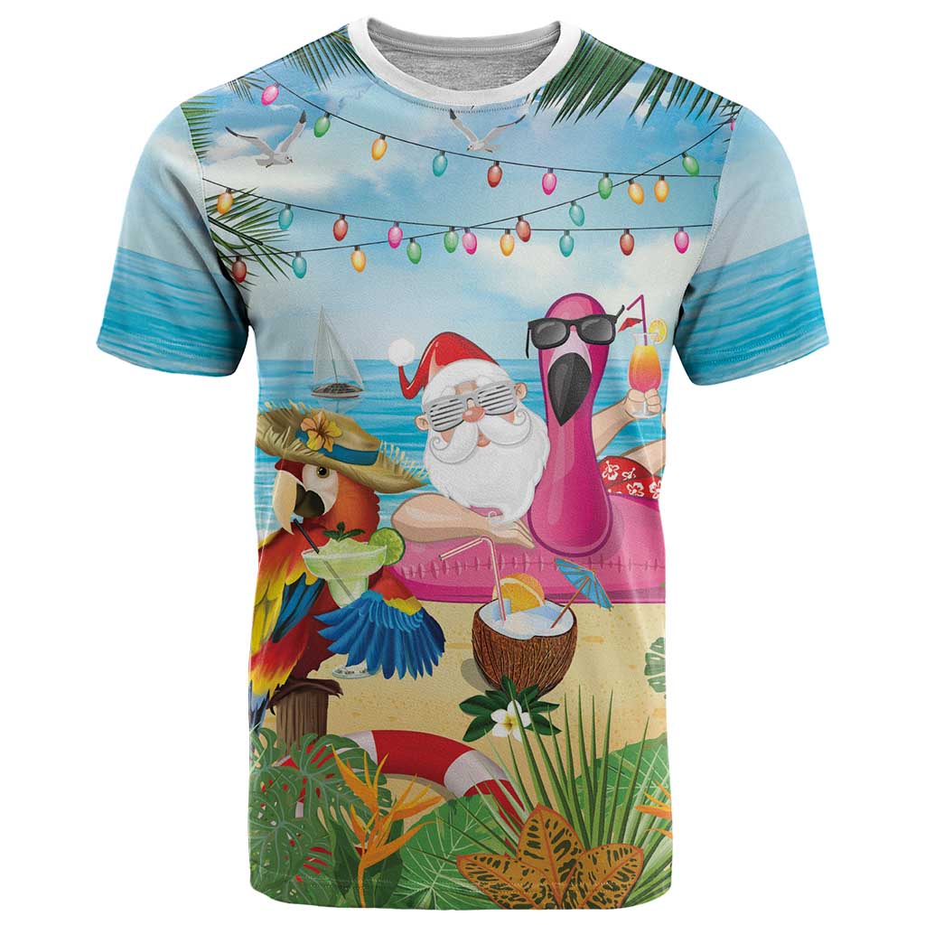 Have Yourself A Beachy Little Christmas T Shirt with Santa Chilling - Polynesian Pride