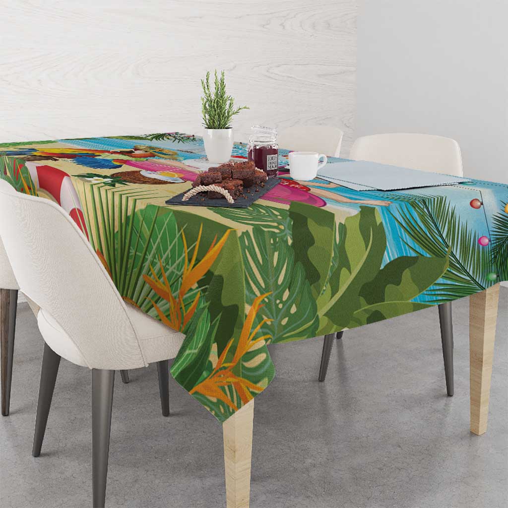 Have Yourself A Beachy Little Christmas Tablecloth with Santa Chilling - Polynesian Pride