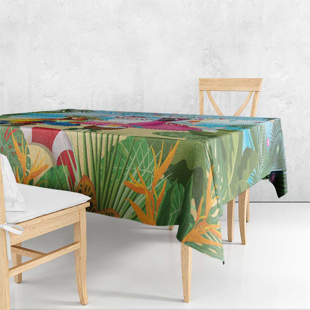 Have Yourself A Beachy Little Christmas Tablecloth with Santa Chilling - Polynesian Pride