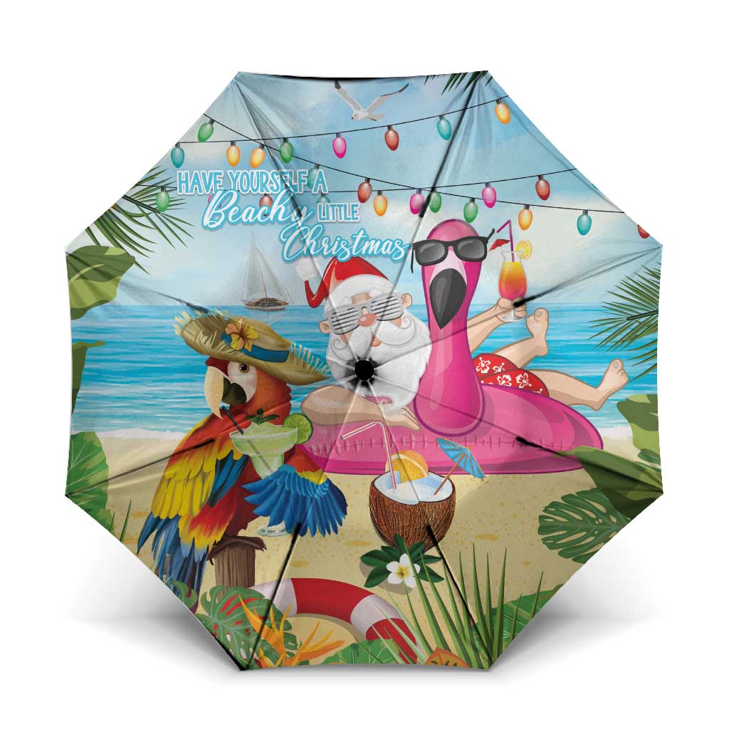 Have Yourself A Beachy Little Christmas Umbrella with Santa Chilling - Polynesian Pride