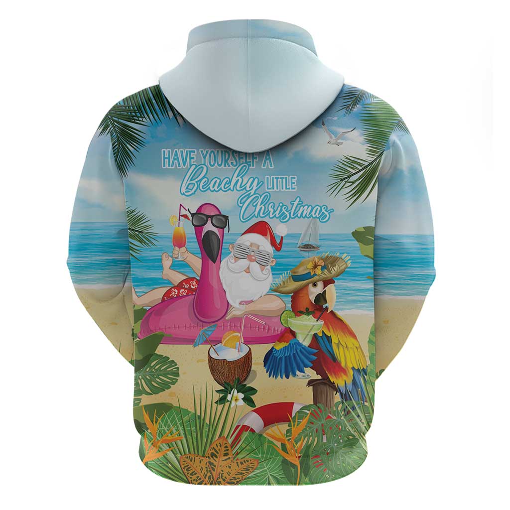 Have Yourself A Beachy Little Christmas Zip Hoodie with Santa Chilling - Polynesian Pride