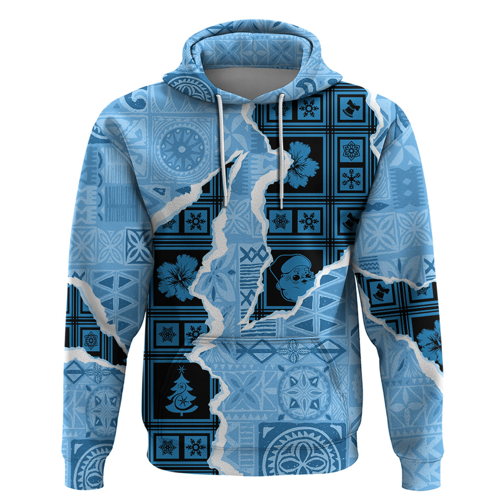 Bula Fiji Tapa Mix Christmas Hoodie Vintage Style LT7 Pullover Hoodie Turquoise - Polynesian Pride