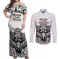 Aotearoa Personalized Couples Matching Off Shoulder Maxi Dress and Long Sleeve Button Shirt Proud To Be Maori