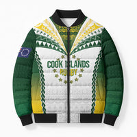Cook Islands Rugby Custom Bomber Puffer Jacket Kuki's Aitu Champions - Polynesian Pride