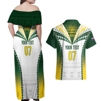 Cook Islands Rugby Custom Couples Matching Off Shoulder Maxi Dress and Hawaiian Shirt Kuki's Aitu Champions - Polynesian Pride