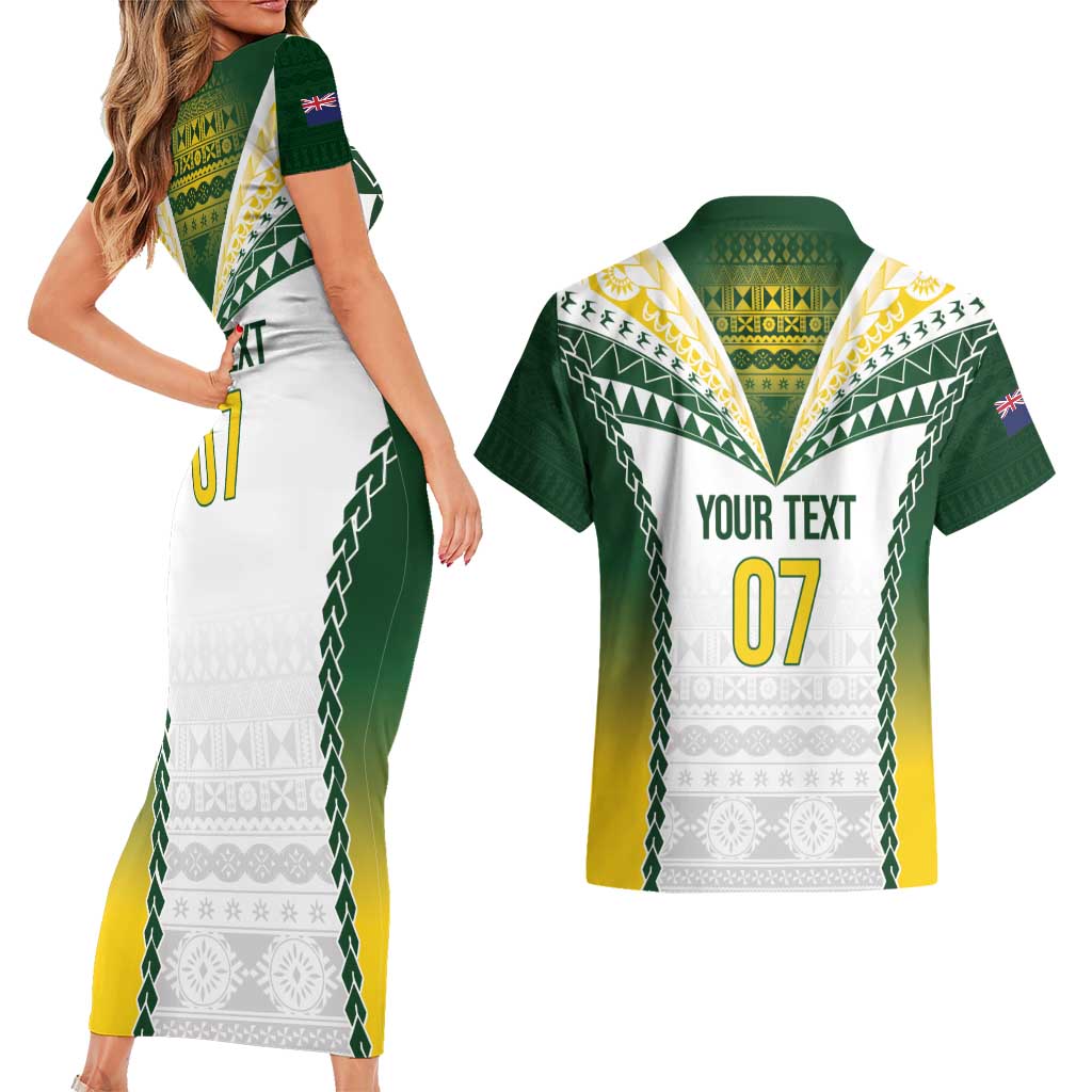Cook Islands Rugby Custom Couples Matching Short Sleeve Bodycon Dress and Hawaiian Shirt Kuki's Aitu Champions - Polynesian Pride