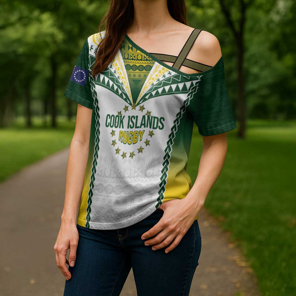 Cook Islands Rugby Custom Cross Shoulder Shirt Kuki's Aitu Champions - Polynesian Pride