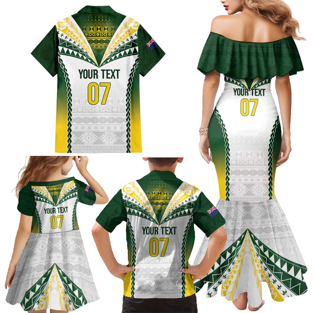 Cook Islands Rugby Custom Family Matching Mermaid Dress and Hawaiian Shirt Kuki's Aitu Champions - Polynesian Pride