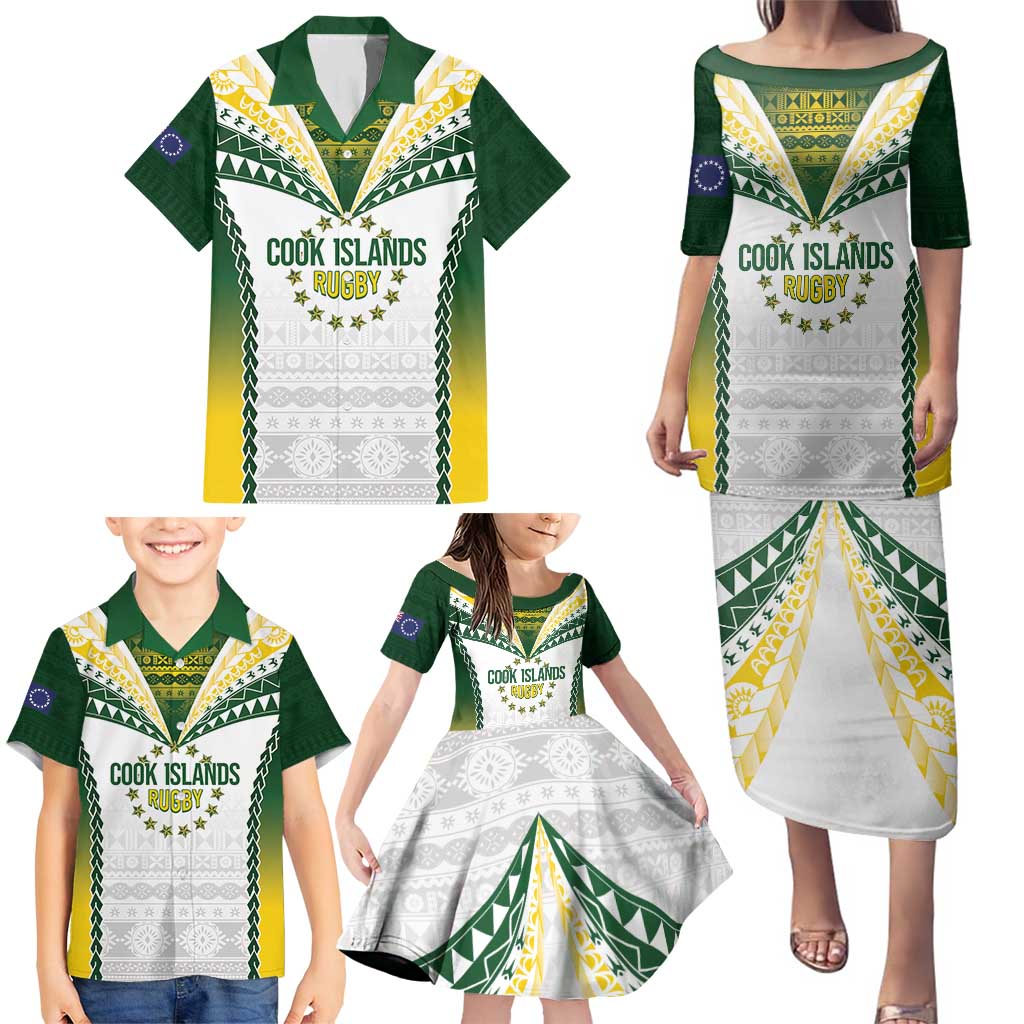 Cook Islands Rugby Custom Family Matching Puletasi and Hawaiian Shirt Kuki's Aitu Champions - Polynesian Pride