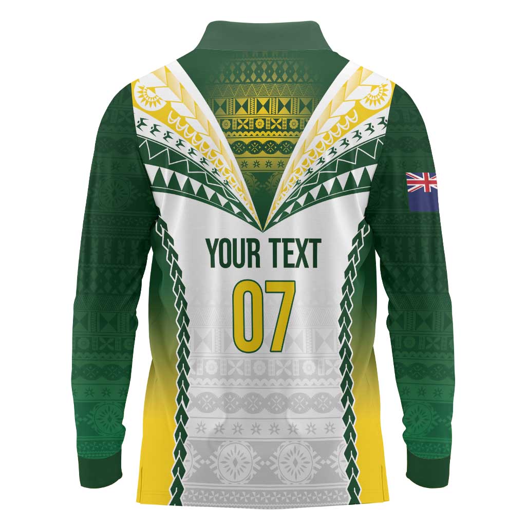Cook Islands Rugby Custom Long Sleeve Polo Shirt Kuki's Aitu Champions - Polynesian Pride