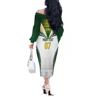 Cook Islands Rugby Custom Off The Shoulder Long Sleeve Dress Kuki's Aitu Champions - Polynesian Pride