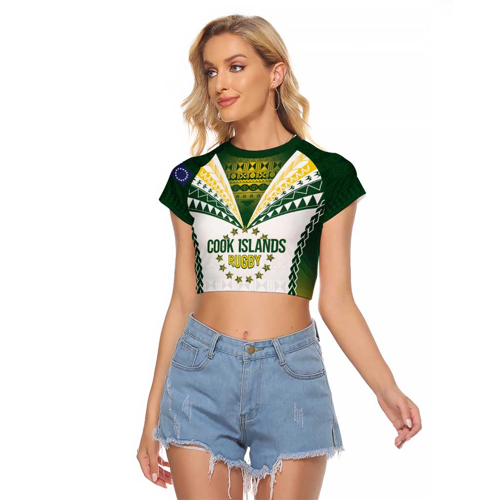 Cook Islands Rugby Custom Raglan Cropped T Shirt Kuki's Aitu Champions - Polynesian Pride