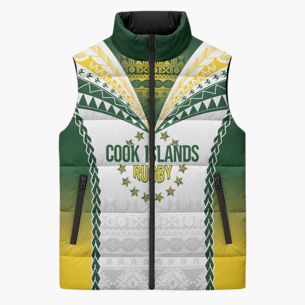 Cook Islands Rugby Custom Sleeveless Puffer Jacket Kuki's Aitu Champions - Polynesian Pride