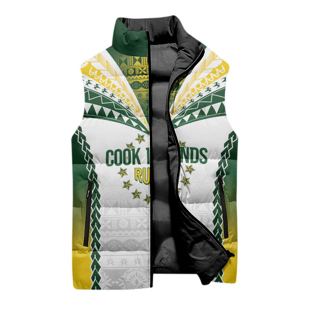 Cook Islands Rugby Custom Sleeveless Puffer Jacket Kuki's Aitu Champions - Polynesian Pride