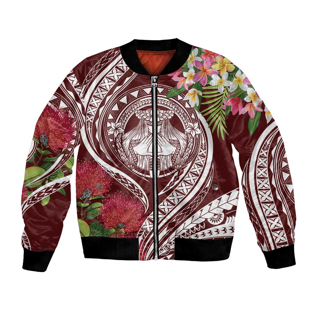 Aloha Hawaii Big Island Bomber Jacket Ohia Lehua Wahine