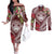 Aloha Hawaii Big Island Couples Matching Off The Shoulder Long Sleeve Dress and Long Sleeve Button Shirt Ohia Lehua Wahine