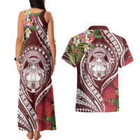 Aloha Hawaii Big Island Couples Matching Tank Maxi Dress and Hawaiian Shirt Ohia Lehua Wahine