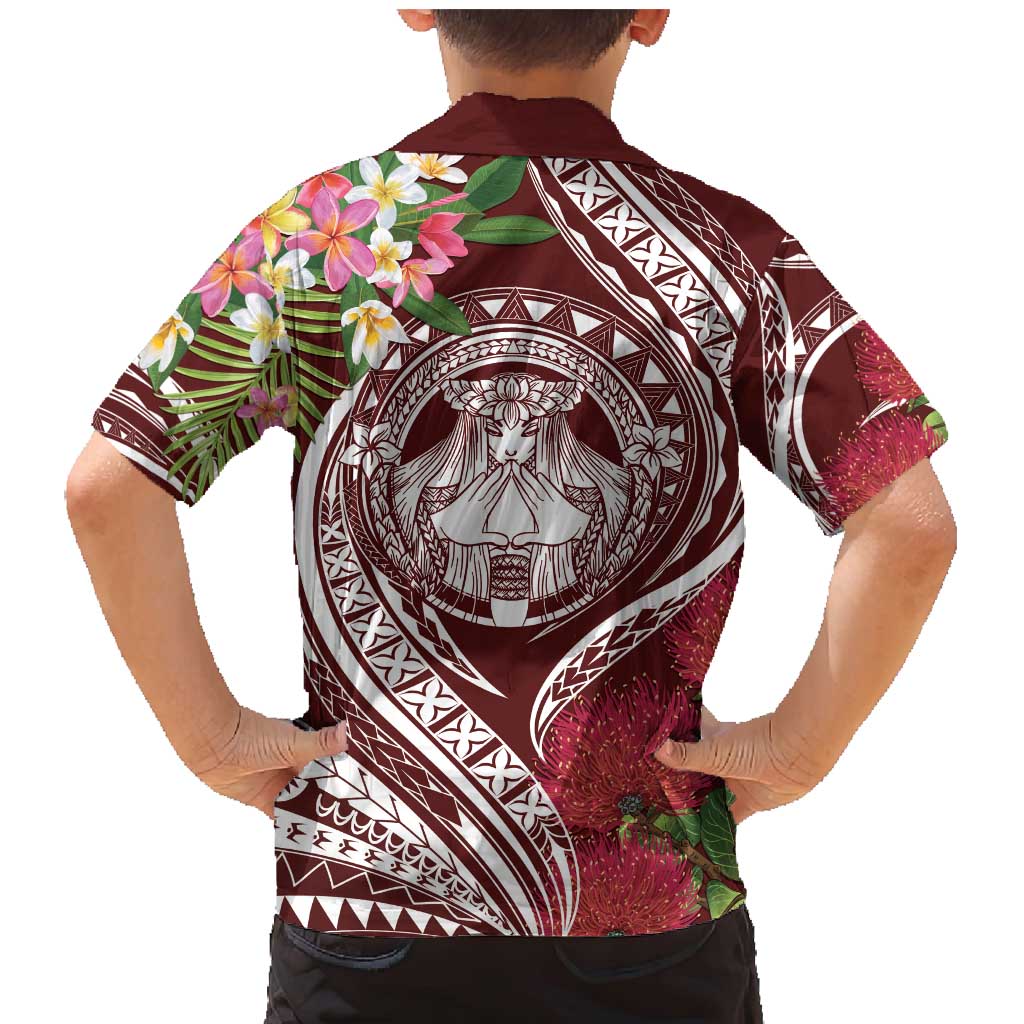 Aloha Hawaii Big Island Family Matching Mermaid Dress and Hawaiian Shirt Ohia Lehua Wahine