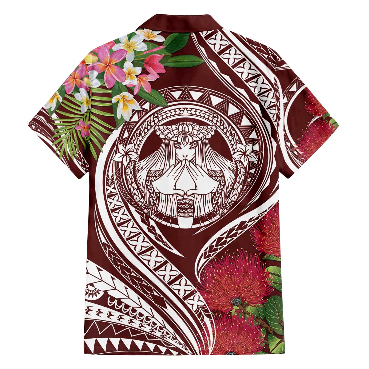 Aloha Hawaii Big Island Family Matching Off The Shoulder Long Sleeve Dress and Hawaiian Shirt Ohia Lehua Wahine