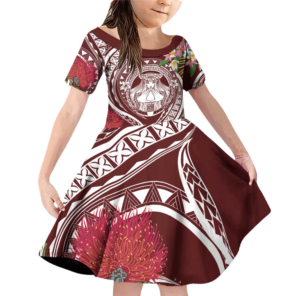 Aloha Hawaii Big Island Family Matching Off Shoulder Short Dress and Hawaiian Shirt Ohia Lehua Wahine