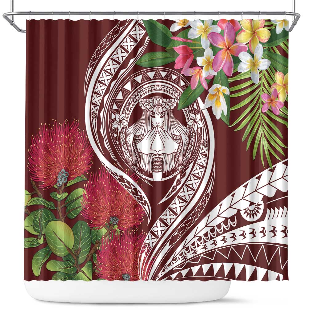 Aloha Hawaii Big Island Shower Curtain Ohia Lehua Wahine