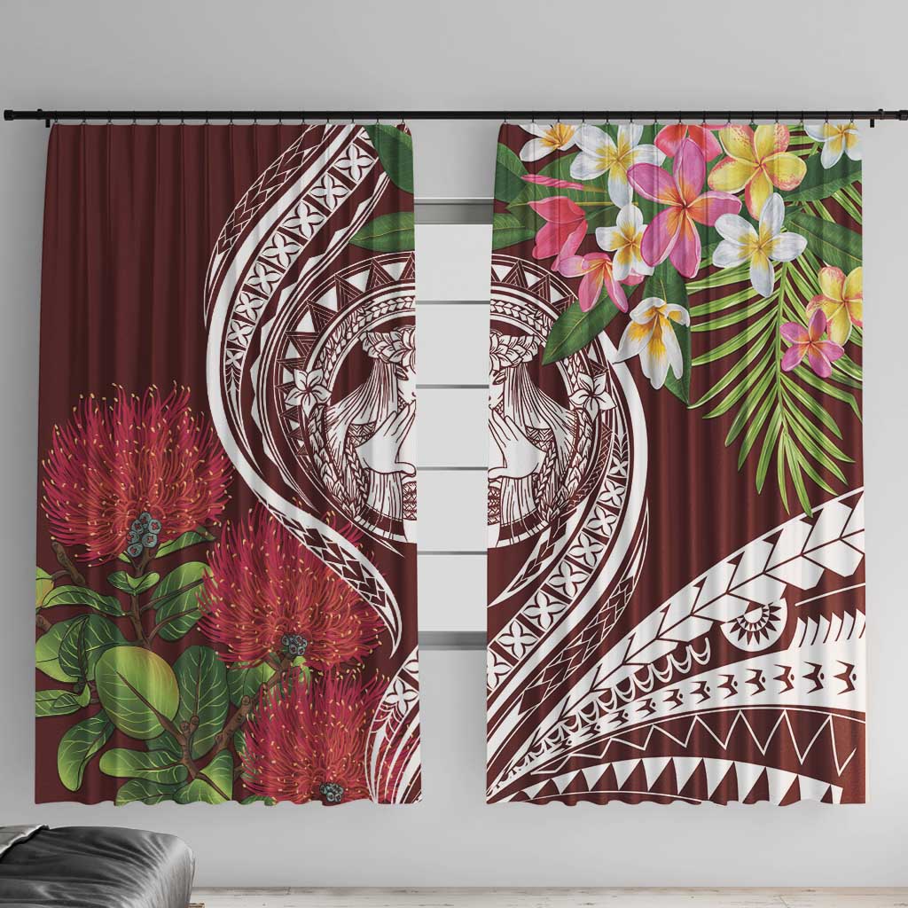 Aloha Hawaii Big Island Window Curtain Ohia Lehua Wahine