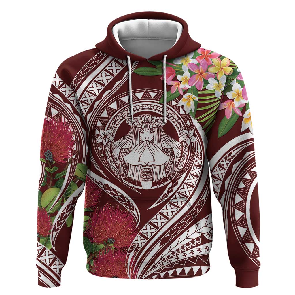 Aloha Hawaii Big Island Zip Hoodie Ohia Lehua Wahine