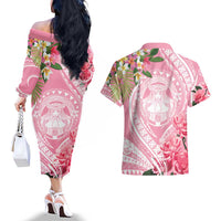 Aloha Hawaii Maui Couples Matching Off The Shoulder Long Sleeve Dress and Hawaiian Shirt Goddess Lokelani Rose LT7 - Polynesian Pride