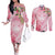 Aloha Hawaii Maui Couples Matching Off The Shoulder Long Sleeve Dress and Long Sleeve Button Shirt Goddess Lokelani Rose