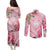 Aloha Hawaii Maui Couples Matching Puletasi and Long Sleeve Button Shirt Goddess Lokelani Rose