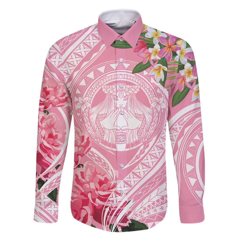 Aloha Hawaii Maui Family Matching Long Sleeve Bodycon Dress and Hawaiian Shirt Goddess Lokelani Rose